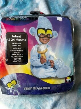 Trolls Tiny Diamond Infant Costume in Light Blue with Yellow Glasses